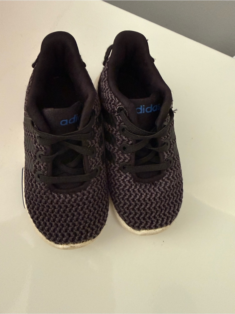 adidas Kids Black and Blue Knit Sneakers